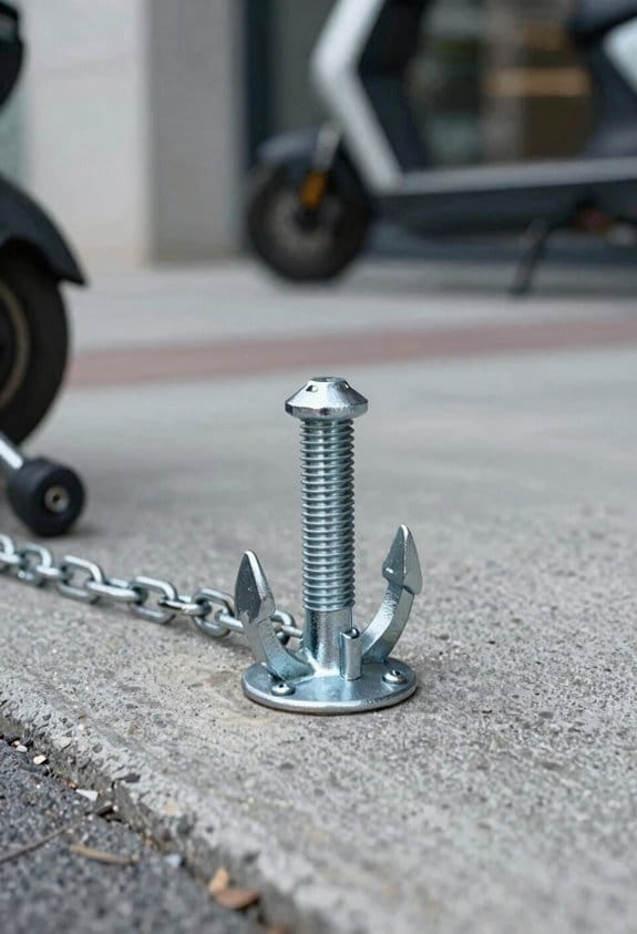 How to Secure an Electric Scooter Outside a Building Without Racks 3 permanent steel anchor installation